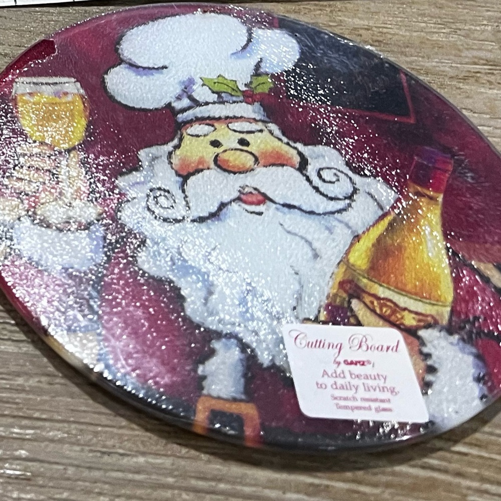 Ganz Chef Santa Tempered Glass Cutting Board Trivet 8” NWT Christmas - Picture 6 of 6